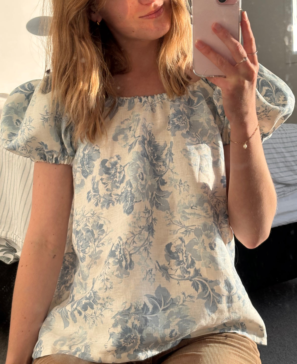 Madeline Blouse in Baby Blue Floral