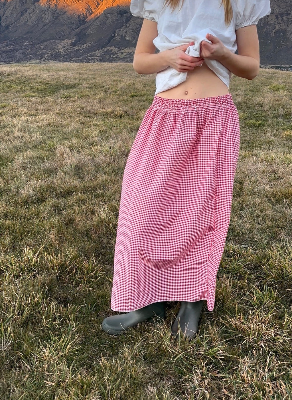 Larabella Full-Length Skirt in Strawberry Gingham
