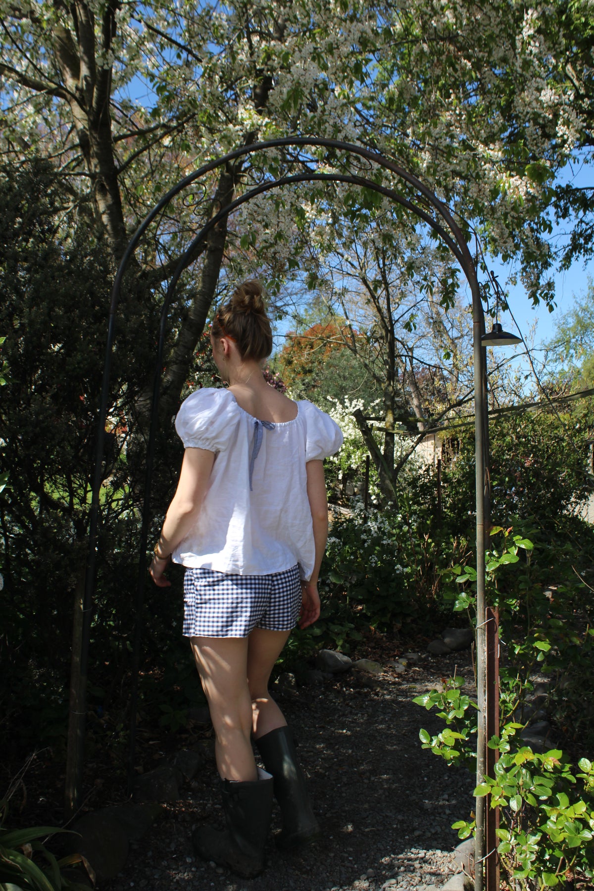 Jacinta Low Rise Mini Shorts in Blueberry Gingham