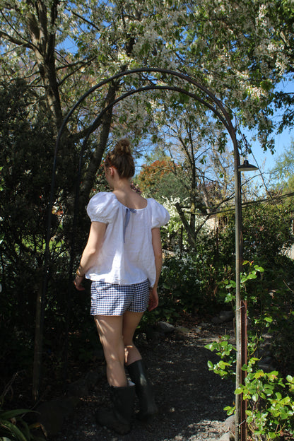 Jacinta Low Rise Mini Shorts in Blueberry Gingham