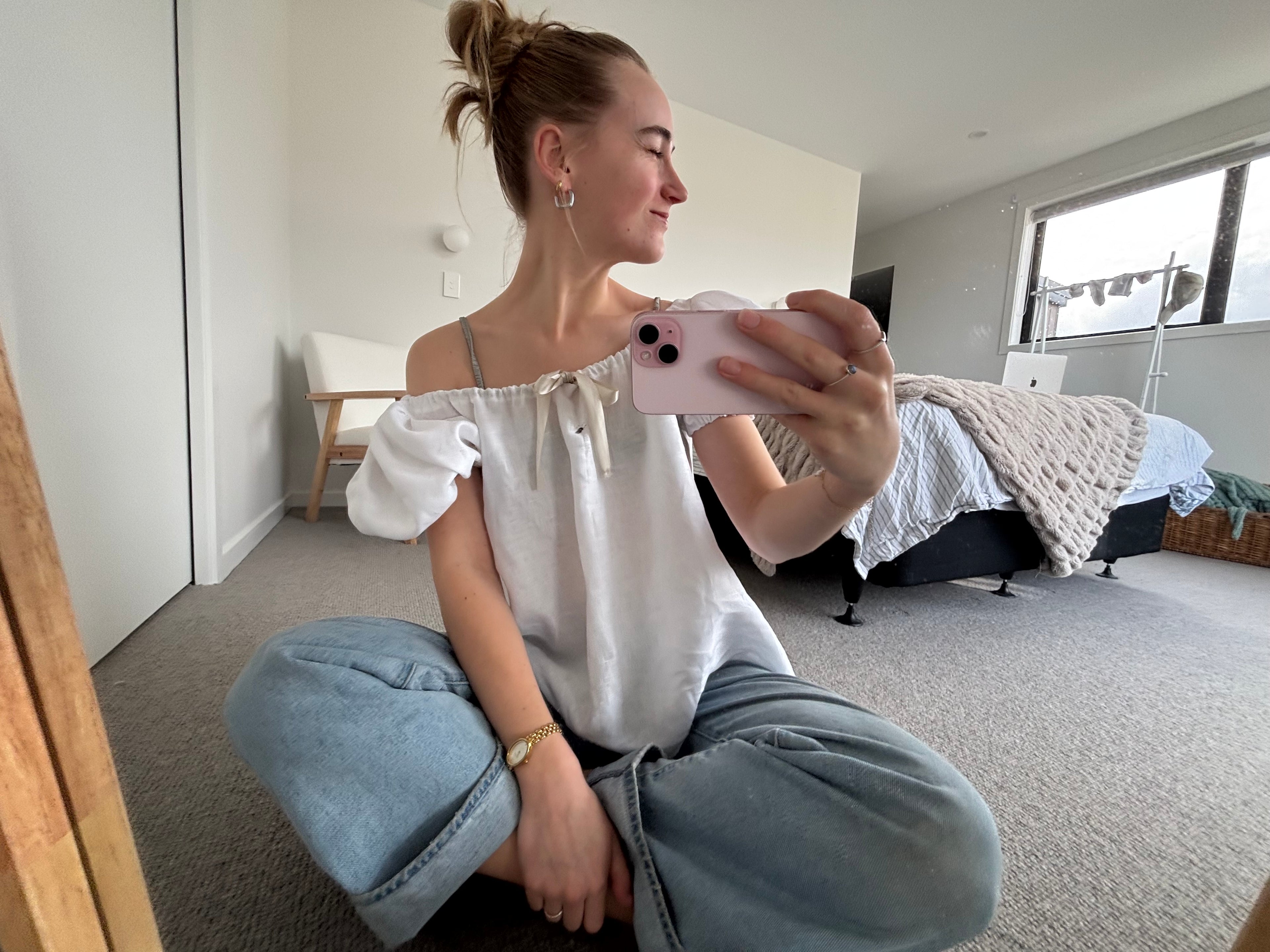 Madeline Blouse in White Linen
