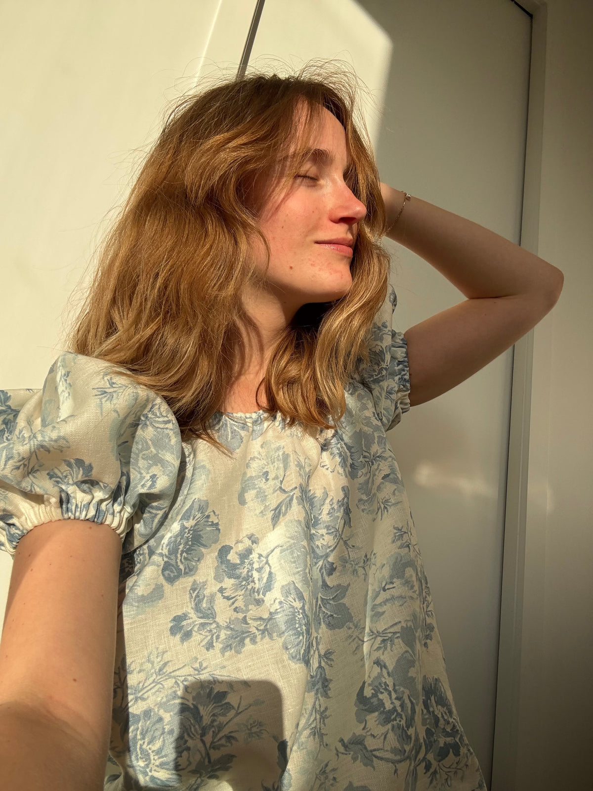 Madeline Blouse in Baby Blue Floral