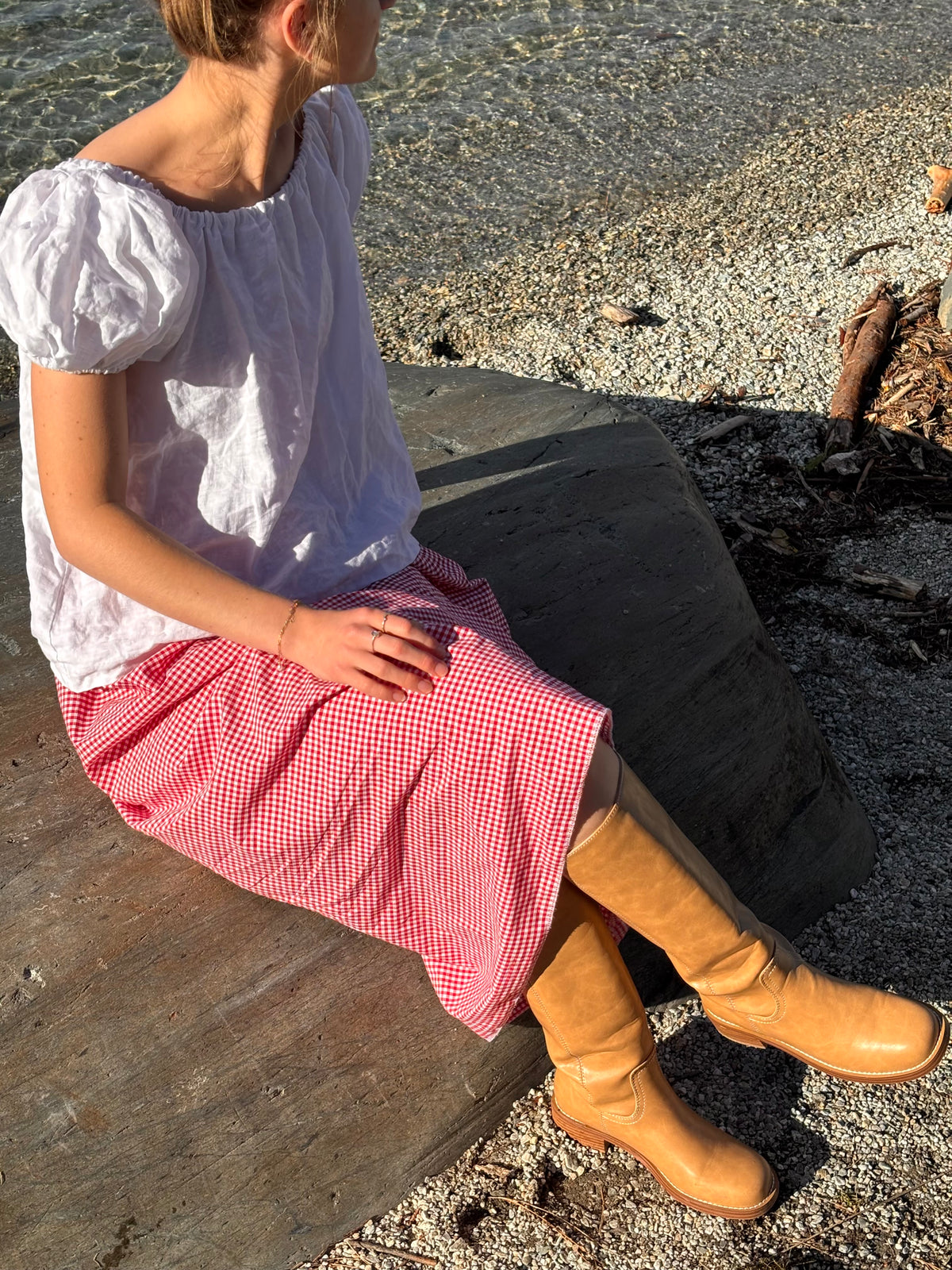 Madeline Blouse in White Linen