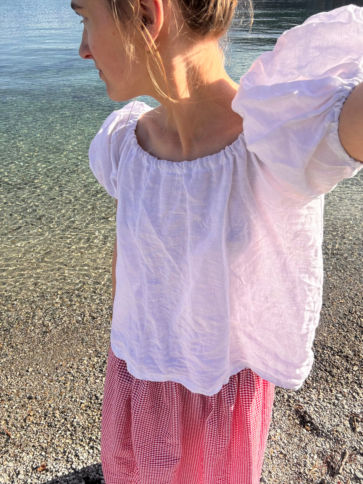 Madeline Blouse in White Linen