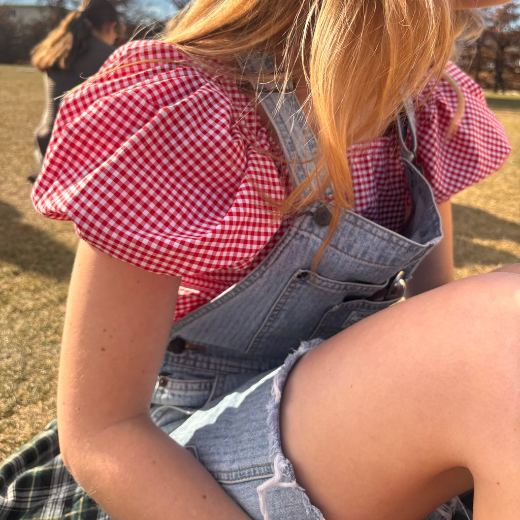 Madeline Blouse in Strawberry Gingham