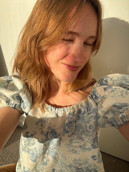 Madeline Blouse in Baby Blue Floral