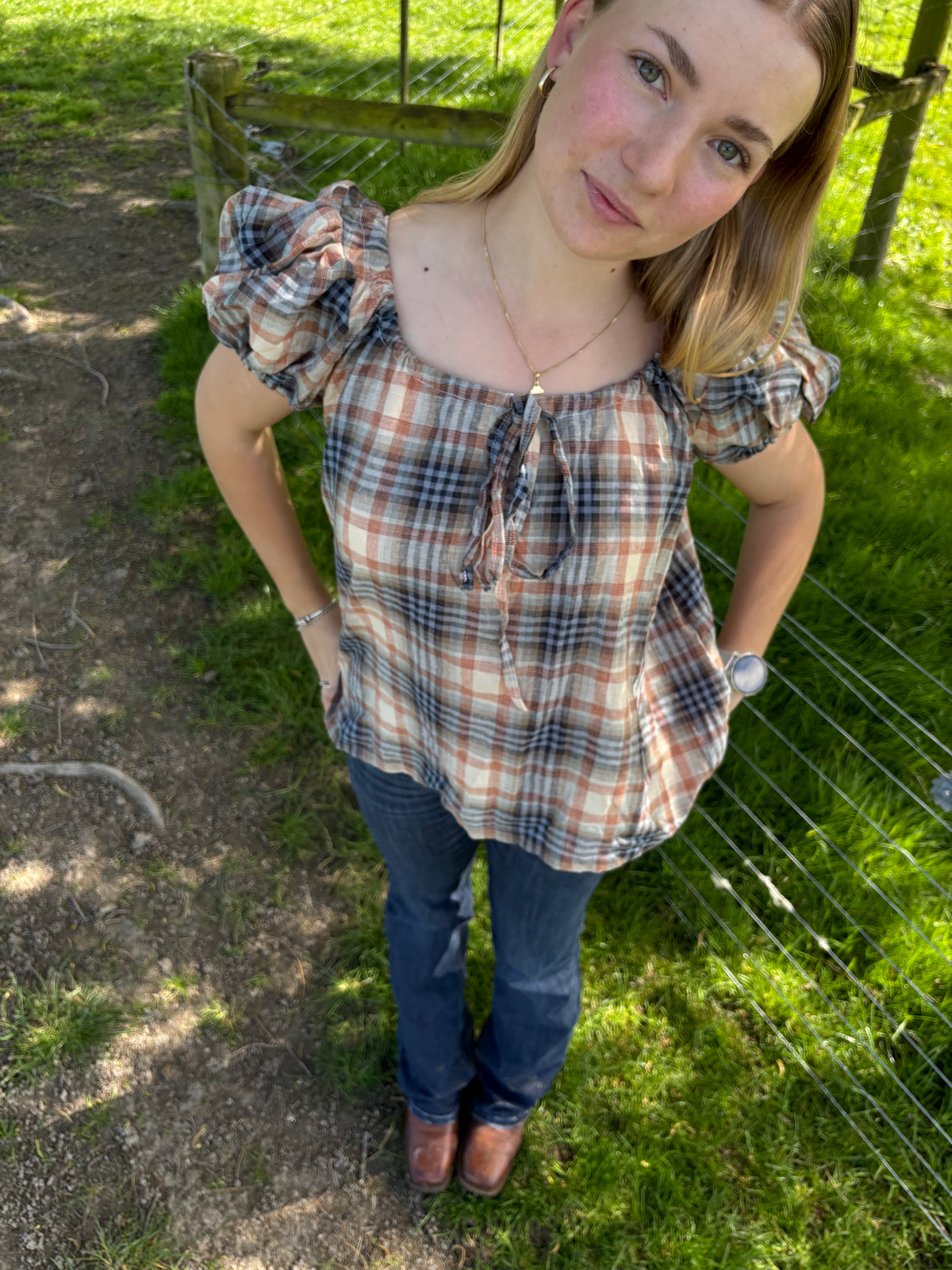 Madeline Blouse in Plaid