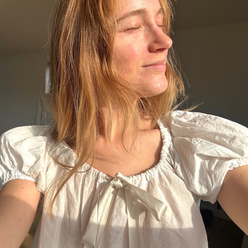 Madeline Blouse in White Linen