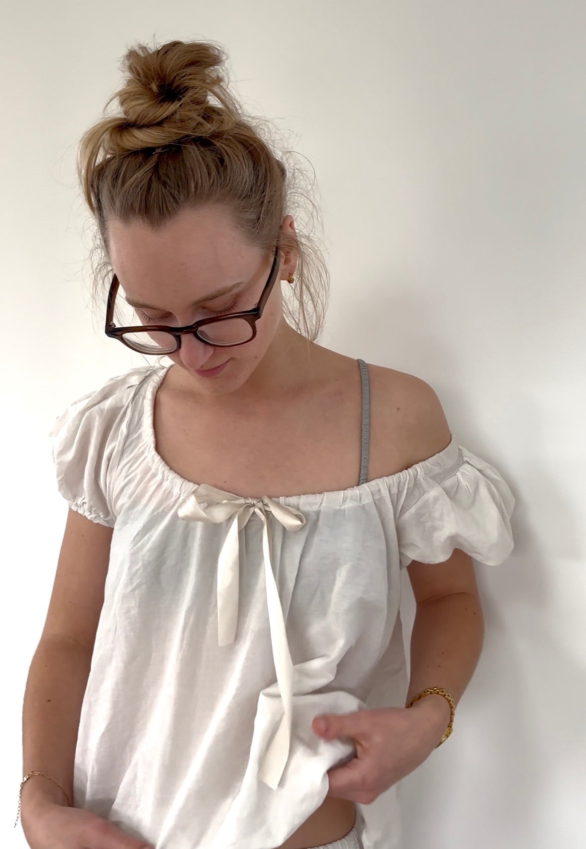 Madeline Blouse in White Linen