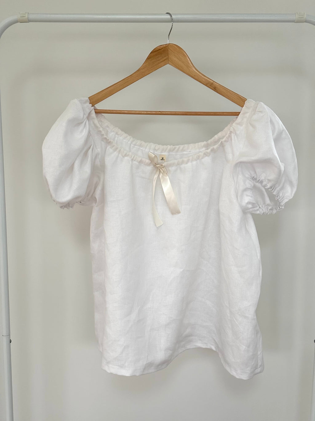 Madeline Blouse in White Linen