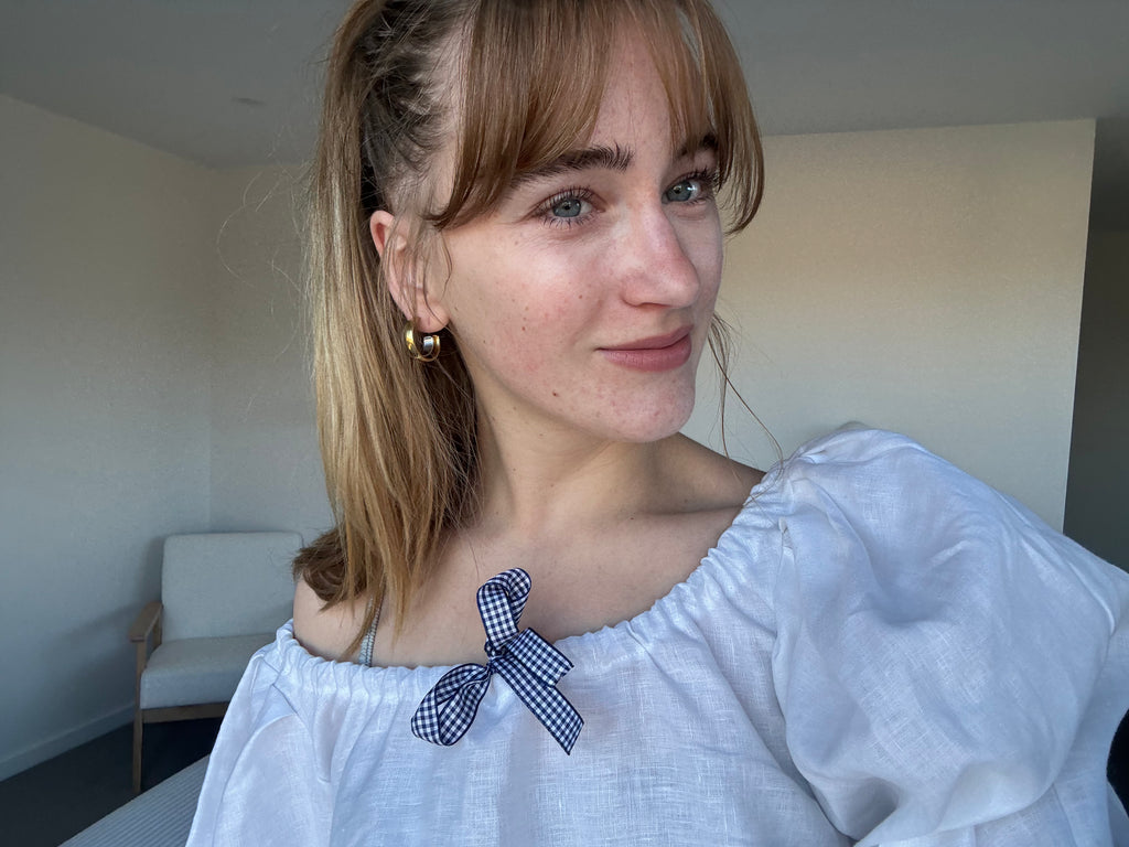 Madeline Full Sleeve Blouse in White Linen