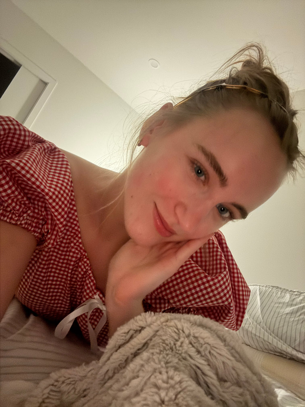 Madeline Blouse in Strawberry Gingham