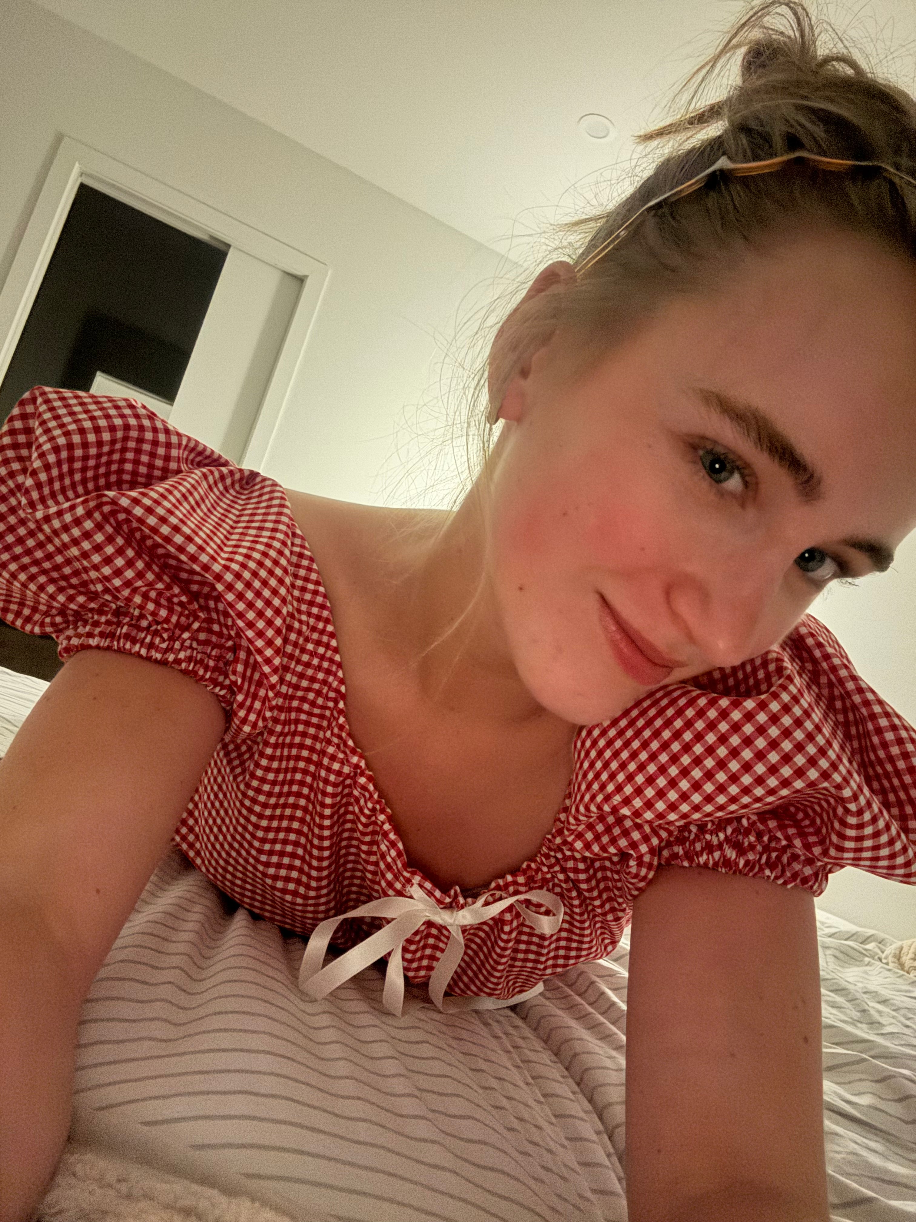 Madeline Blouse in Strawberry Gingham